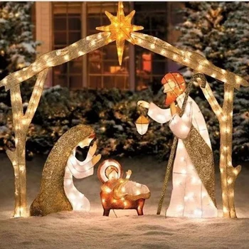 Natal Natividade Conjunto Sagrada Família Acrílico Decorativo Figuras De Material Acrílico