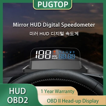 Novo OBD2 Espelho HUD Carro Head Up Display Digital de Velocidade Projetor de Alarme de Temperatura do Óleo Pressão de sobrealimentação Auto Gauge