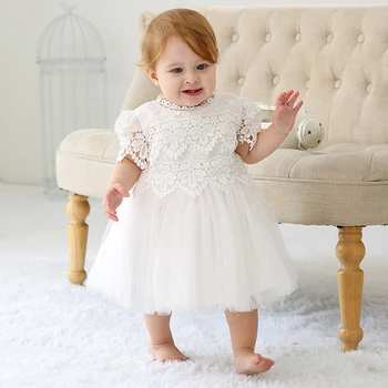 O Bebê Meninas De Vestido Branco Lace Vestido De Princesa Infantil Vestidos De Batismo Fantasia De Bebê, Aniversário, Festa De Casamento, Baile Vestido De Noite