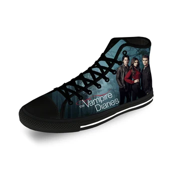O Vampire Diaries Alta Superior Tênis Mens Womens Adolescente Casuais Sapatos de Lona de Tênis de Impressão 3D Leve sapato Preto