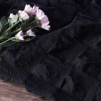 O high-end tecido de algodão Primavera e Verão tissu Elástico Xadrez rugas tissus de uma peça vestido de túnica othing de retalhos de tecido