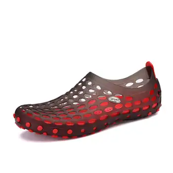 Os homens Verão de Calçado Elegante Dedo do pé Redondo Ocos Sandálias com Anti Derrapante Slides