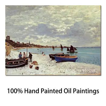 Pintura a óleo de Decoração de Quarto Praia em Sainte Adresse por Claude Monet Paisagem de Arte Artesanal de Alta Qualidade