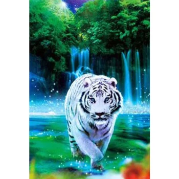 Pintura con diamantes de rey de la selva, Tigre, mundo, bestia, mosaico Mural de arte, cuadrado, redondo, foto, bordado, 5D, Conjunto