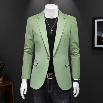 Primavera dos Homens de Negócios casual Verde Maçã pequena jaqueta de terno slim juventude tamanho grande profissional de ferramentas paletó S-5XL de tamanho completo
