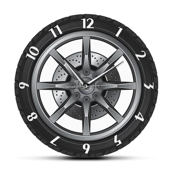 Relógio de parede, Pneu de Carro Relógio de Parede, em Silêncio Operado por Bateria de Borracha da Roda de Engrenagem Decorativo Relógio de Automóvel, Mecânico de Oficina