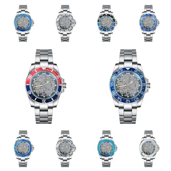 Todos os Sólidos de Aço Luminoso de Relógios para Homens Original NH70 Automático Homens Relógio de 50 bar Impermeável Tourbillion Transparente relógio de Pulso