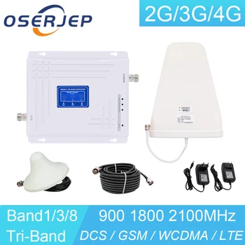 Tri Banda de 900 1800 2100 Celular Amplificador de Rede Móvel de Reforço 2G 3G 4G Triband Repetidor Celular GSM Repetidor Band1/3/8 Kit