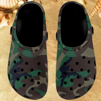 Twoheartsgirl Verão Adultos apresentação de Chinelo de Moda de Camuflagem Impresso Praia Rasa Sandálias Leve de Água Sapatos Zapatos planos