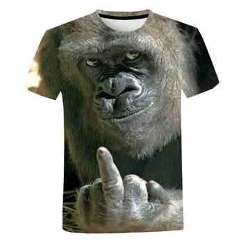 Verão Casual Animal Padrão dos Homens T-shirt 3D Moda Engraçado Macaco Gráfico T-Shirts Novas de Hip Hop de Impressão de Manga Curta T-shirts, Tops
