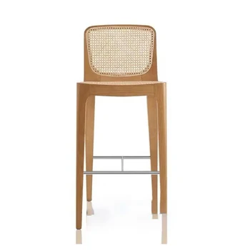 Vida de luxo Designer de Cadeiras de Madeira maciça de Jantar, Relaxar Café Chão Cadeira Ratan Alta Chaise Rotin Mobiliário Moderno WXH35XP