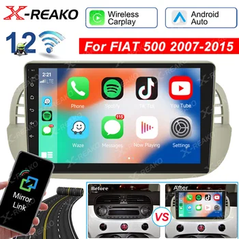 X-REAKO Android 12 Autoradio de 9 Polegadas Rádio do Carro FIAT 500 de 2007 a 2015 Áudio Estéreo, GPS, Leitor Multimídia wi-FI Bluetooth CarPlay
