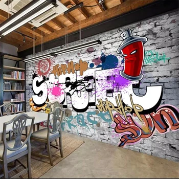 beibehang papel de parede Personalizado 3D murais Europa e os Estados Unidos retro graffiti bar restaurante papéis de parede papel de parede decoração da casa