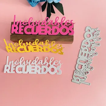 nova Palavra espanhola recuerdos decoração morrer de Corte de Metal Morre DIY página de Recados de Papel de Cartas de Relevo de Artesanato Corte de artesanato